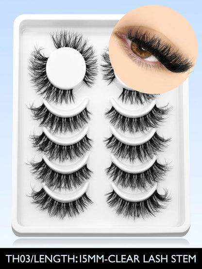 GROINNEYA Cat Eye Lashes Natural Look Mink Eyelashes Natural Look Faux Mink Wispy Soft Natural Clear Band Lashes Makeup