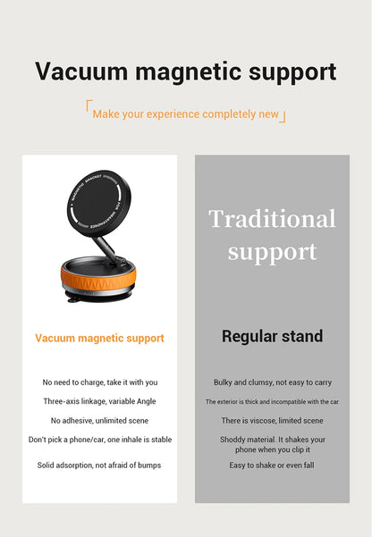 Vacuum Suction Magnetic Car Mount Strong Suction Stand Phone Holder Foldable Design 360° Rotation Adjustable Car Phone Bracket