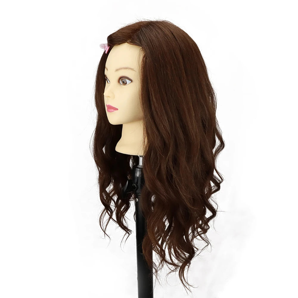 Cosmetology Mannequin Head With 25” 80% Real Hair For Braiding Hair Styling Training Head With Gift Hairdressing Salon Display