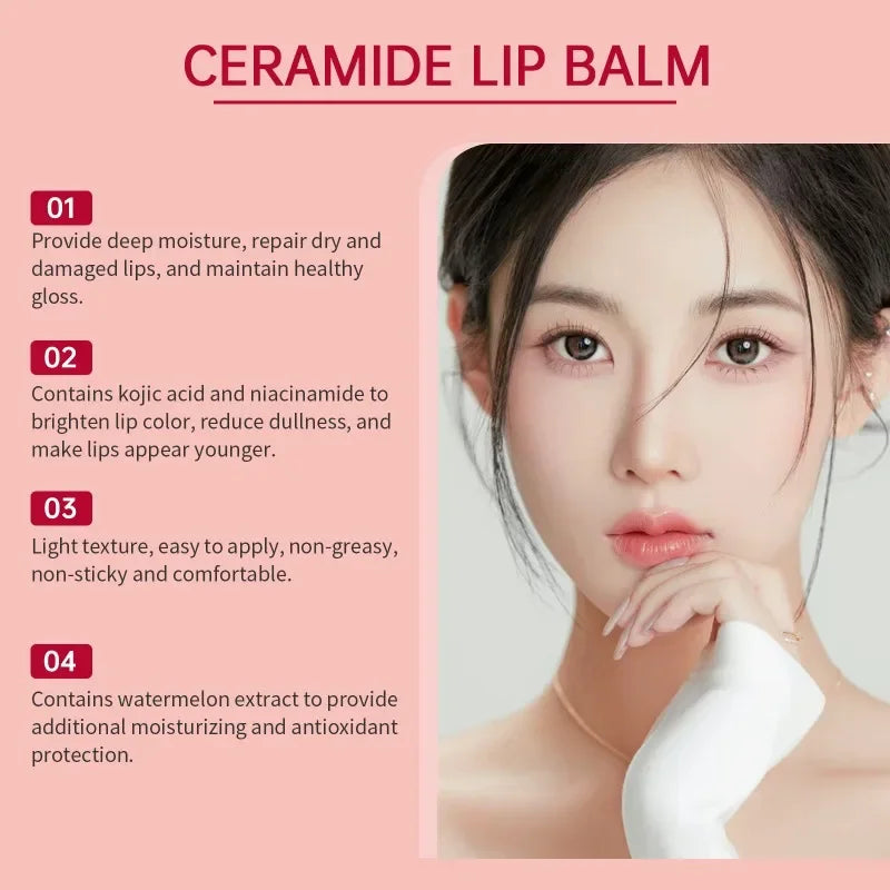 Ceramide Lip Balm Mild Ingredient Waterproof Long Lasting Moisturizing Lips Reduce Fine Line Exfoliating Lip Care Repair Product