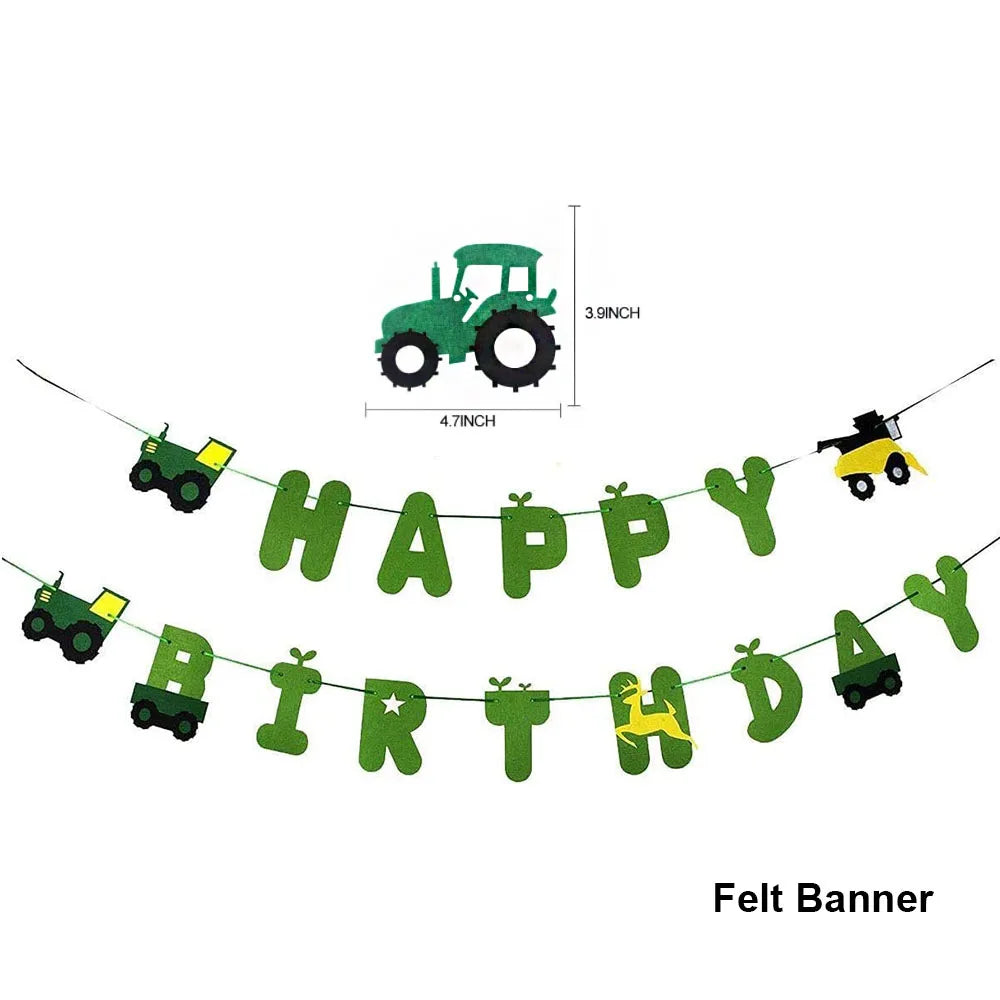 Farm Green Tractor Party Happy Birthday Banners Plates Napkins Tablecloths Farm Themed Birthday Party Supplies Decors