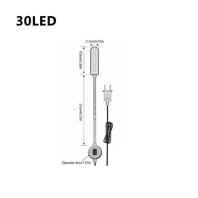 10/30LEDs Sewing Machine Light LED Portable Work Light,Flexible Gooseneck Lampe with Magnetic Base for Workbench Lathe