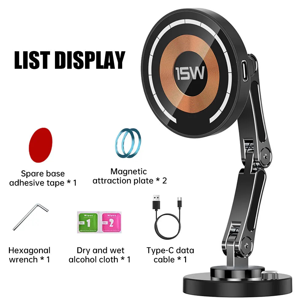Magnetic Car Wireless Charger Stand Magnet Car Phone Mount 15W Fast Charging Phone Holder Bracket for Macsfae iPhone 15 14 13 12