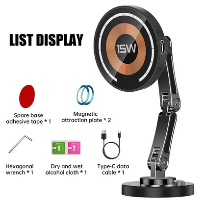 Magnetic Car Wireless Charger Stand Magnet Car Phone Mount 15W Fast Charging Phone Holder Bracket for Macsfae iPhone 15 14 13 12