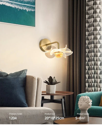 LED Wall Lamp Modern Luxury Flower Shaped Decorative Light Bedroom Bedside Study Dining Room Living Room Background Wall Lamp