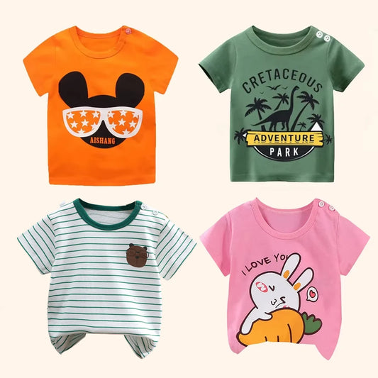 Children's Clothing T-Shirt  Kids Clothes Boys Girls Summer Cartoon Tops Short Sleeve Clothes 100% Cotton Baby Clothing