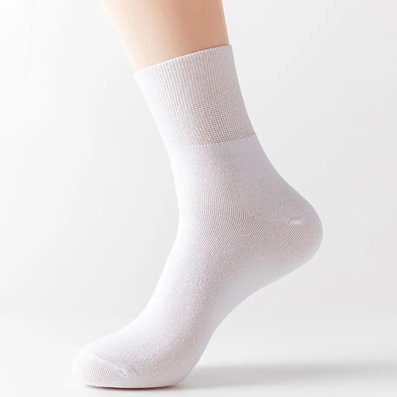 Women's 5 Pairs Quality Cotton Diabetic Middle Socks Comfortable Loose Mouth  Plus Size48,49,50 Older Men's Diabetic Socks Meias