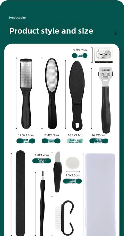 Foot care Foot board file tool set Stainless steel foot washboard Foot grinder to remove dead skin Calluses Pedicure Foot board