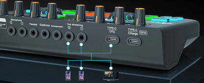 Gaming Audio Mixer,Streaming Mixer with Audio Interface BT Sound Board Voice Changer Sound Card,for PC Phone Live Streaming