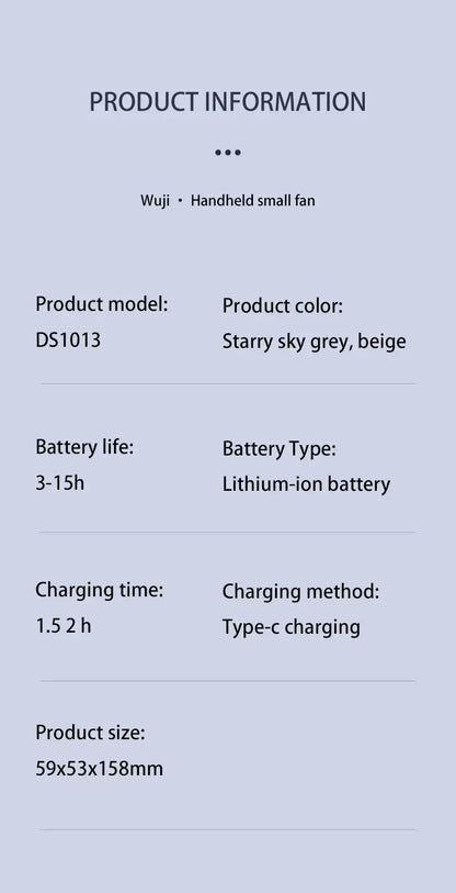 Mini Handheld Fan With Power Display Portable Air Calculating Fan Personal Highspeed Fan Rechargeable Mute Handheld Fan