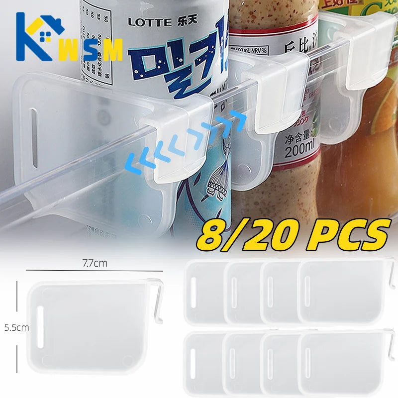 20 Pieces Fridge Organizer Storage Organization Divider Plastic Storage Divider Plywood Kitchen Bottle and Jar Rack Organizer