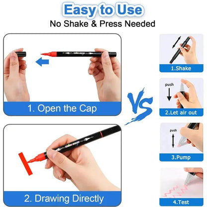 30/48/60 Colors Dual Tip Acrylic Paint Pens Markers Art Markers Set Drawing Markers for DIY Crafts Making Art Brush Set Supplies