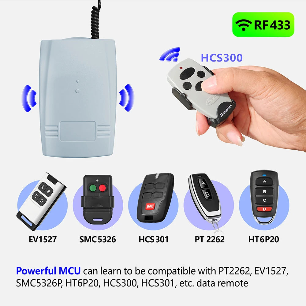 WiFi RF Smart Garage Sliding Door Opener Wireless Remote Control Switch AC DC 12V 24V Receiver Working with Rolling Code Tuya