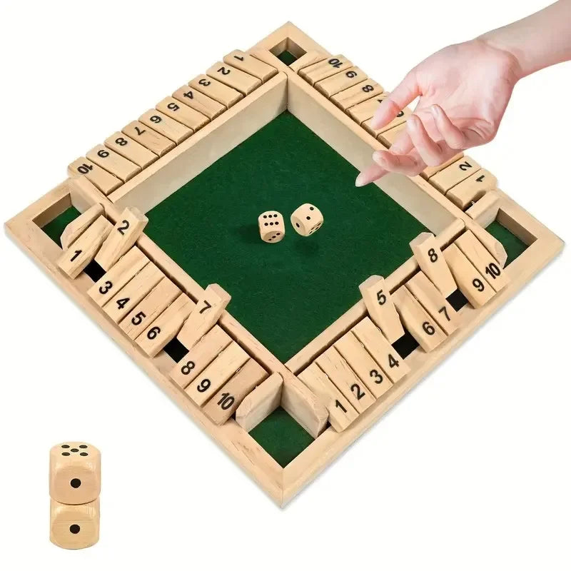 2-in-1 Wooden Dice Game Board, Family Party Fun Board Game, Multi-Color Chessboard Number Game, Ideal for Family Gatherings