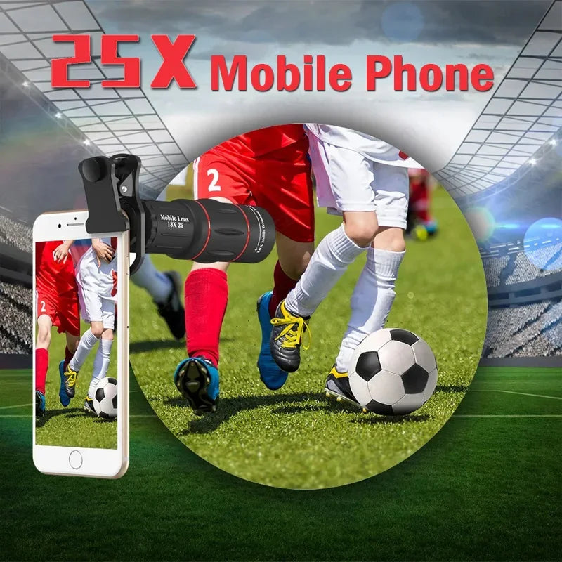 25X Phone Telephoto Lens Kit Phone Holder Portable Tripod Stabilizer Highpower Zoom Concerts Contest Outdoor Observation Animal