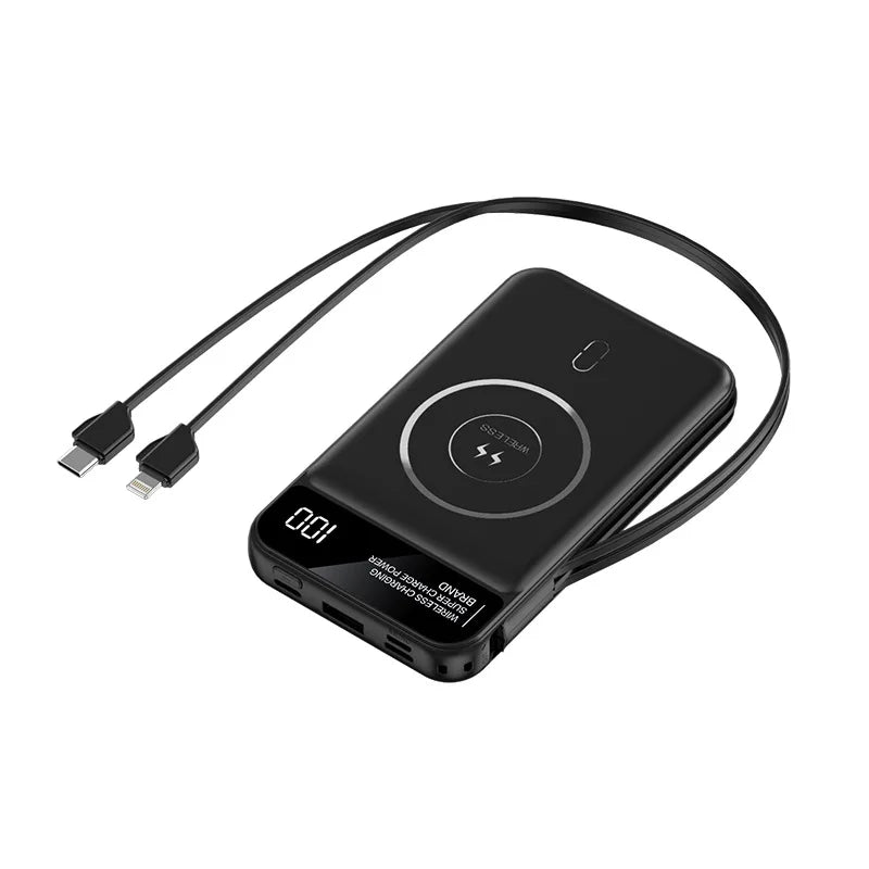 New Portable Built in Cables Magnetic Wireless Power Bank PD35W Fast Charging 20000mAh Large Capacity Powerbank for iPhone 16 15