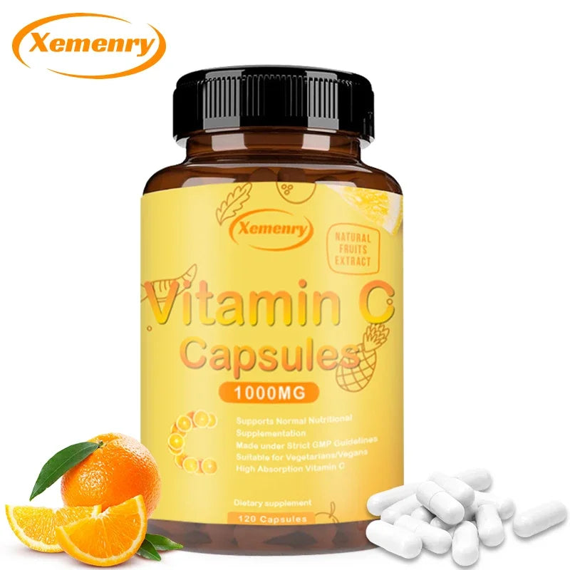 Vitamin C Capsules 1000mg - Supports Dental and Skin Health, Improves Immunity, Prevents Cancer, Antioxidant
