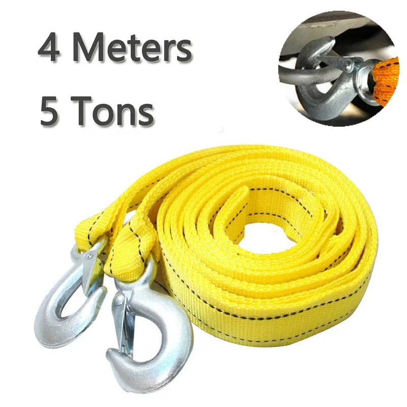 1 Pcs 3M/4M Car Tow Cable Heavy Duty 3Ton/5Ton Trailer Rope Towing Pull Rope Strap Hooks Van Road Recovery Car Accessories