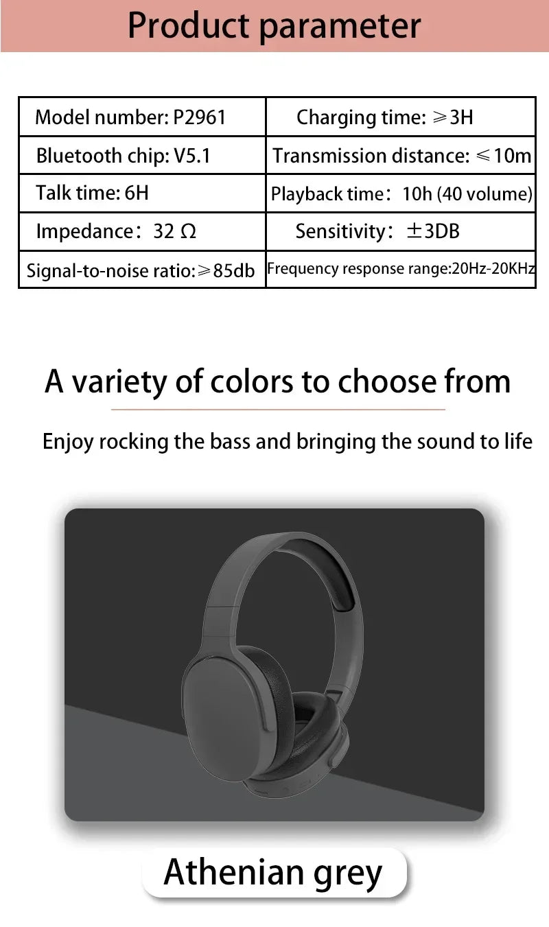 Xiaomi Original Bluetooth Earphone P2961 HIFI Headset Wireless Headphones Over-ear Earbuds For Ios Android Game Music 2025 New