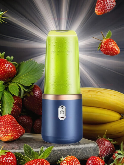 Double Cup Portable Fruit Juice Blender 6 Blades USB Rechargeable Wireless Juicer Machine 400ml Personal Juice Extractor