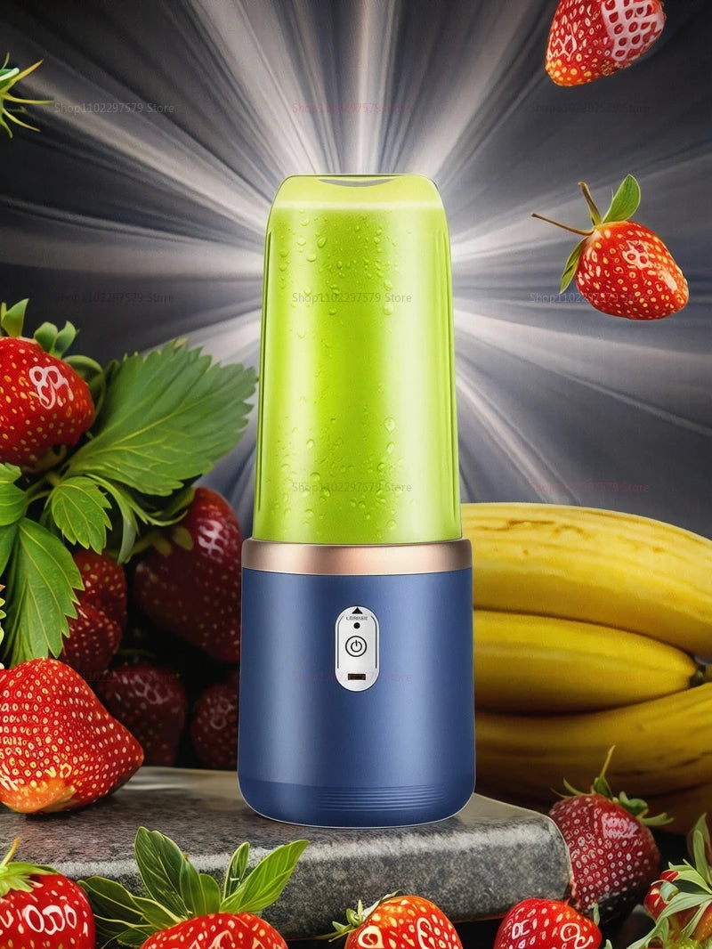 Double Cup Portable Fruit Juice Blender 6 Blades USB Rechargeable Wireless Juicer Machine 400ml Personal Juice Extractor