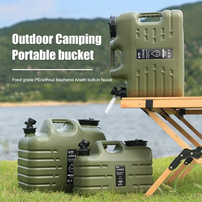 11-12L Water Bucket Large Capacity Portable Drinking Water Canister with Detachable Faucet No Leakage for Outdoor Travel Driving