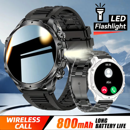 2025 Outdoor Sports Fitness Tracker Smart Watch 1.85 Inch HD Alomed 800mAh Lithium Battery Bluetooth LED Flashlight Smart Watch