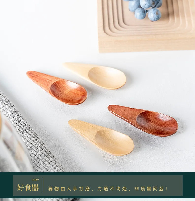 Mini Creative Tea Spoon Short Handled Small Wooden Spoon Coffee Spoon Spice Spoon Salt Spoon Milk Powder Spoon Wholesale