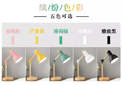 Nordic Decorative Eye Protection Small Table Lamp Modern Simple Cute Exquisite Bedroom Desk Bedside Lamp Girl Macaron Wood Lamp