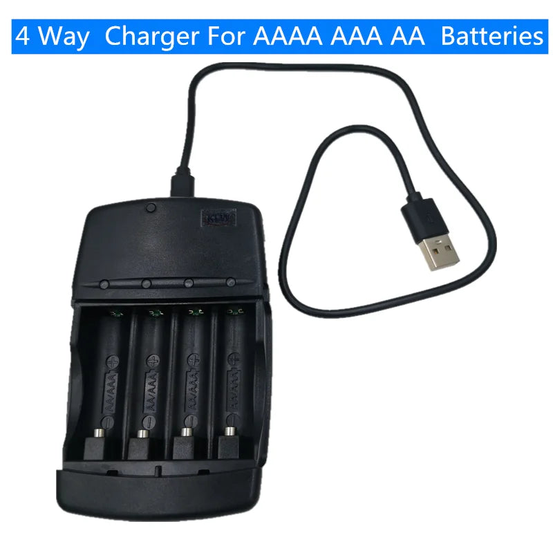 4 way Ecological Charger  with USB input port for  LR03 LR6 disposable Batteries and AA AAA Rechargeable alkaline Batteries