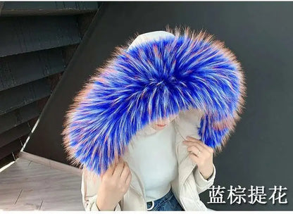 Detachable Faux Fur Collar Extra Large Warm Fake Fur Scarf Wrap Evening Cape For Winter Womens Coat Faux Fur Hood Ttrim Collar