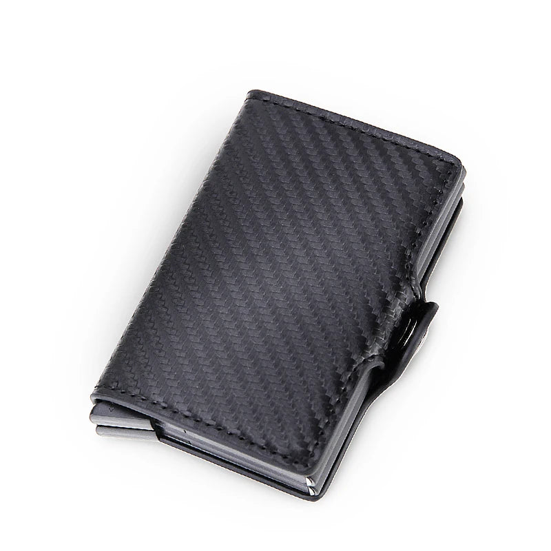 RFID Blocking Men Wallet Credit Card Holder Leather Card Wallet Double Metal Box ID Card Holder Money Clip Purse New 2023