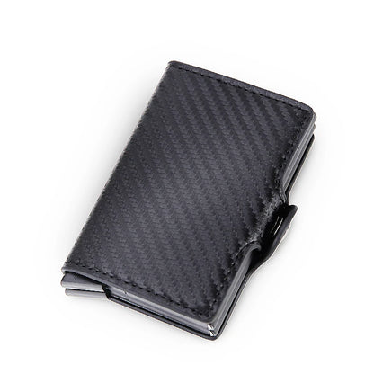 RFID Blocking Men Wallet Credit Card Holder Leather Card Wallet Double Metal Box ID Card Holder Money Clip Purse New 2023