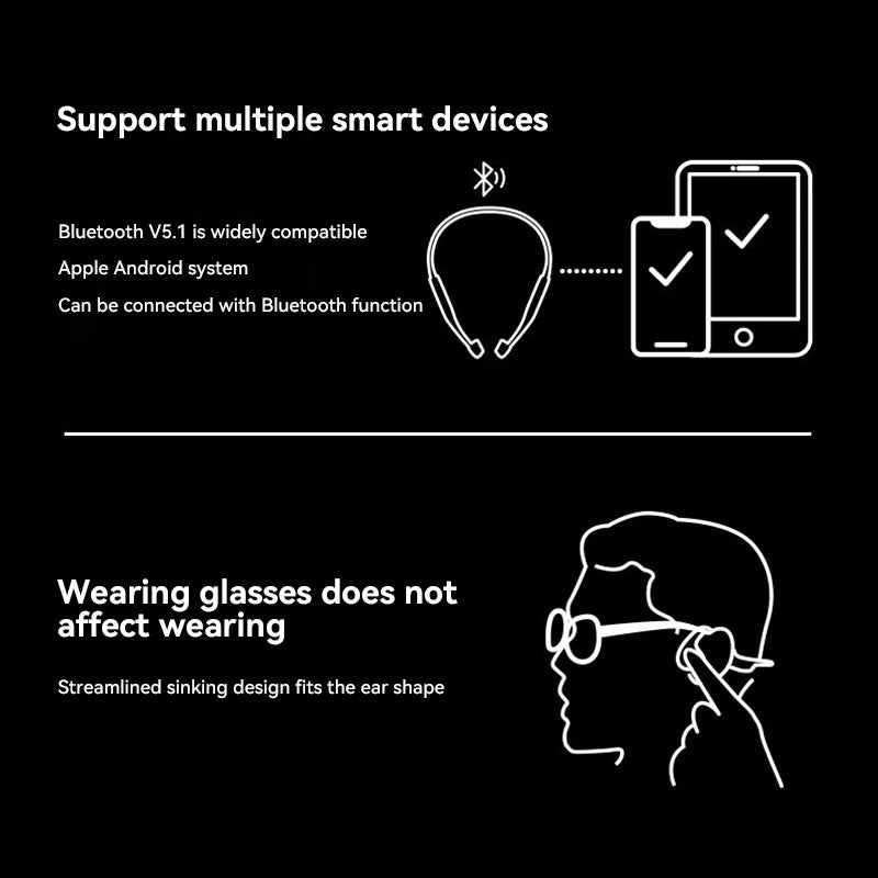 Xiaomi Original Bluetooth Earphone Air Conduction Digital Display Neck-mounted Headset Fitness Waterproof Headphones Memory Card