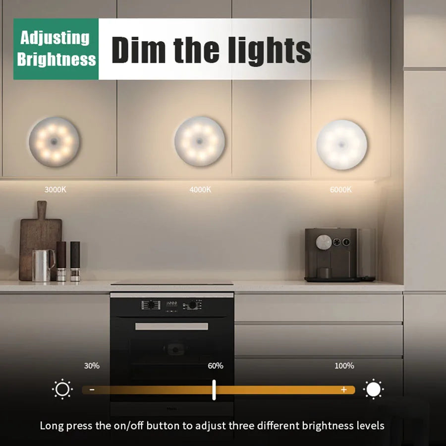 Smart LED Night Light with Motion Sensor, USB Rechargeable Bedside Lamp for Living Room, Hallway, Pathway, Toilet, Home Lighting