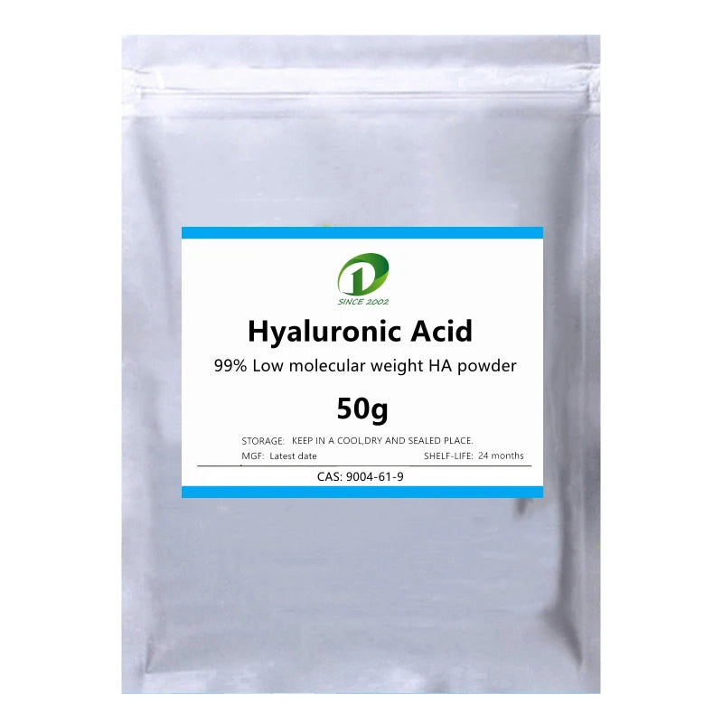 99% Hyaluronic Acid Powder,Low Molecular Weight HA (10KDa─500KDa),Skin Whitening and Moisturizing,Anti-ultraviolet,Anti Wrinkle