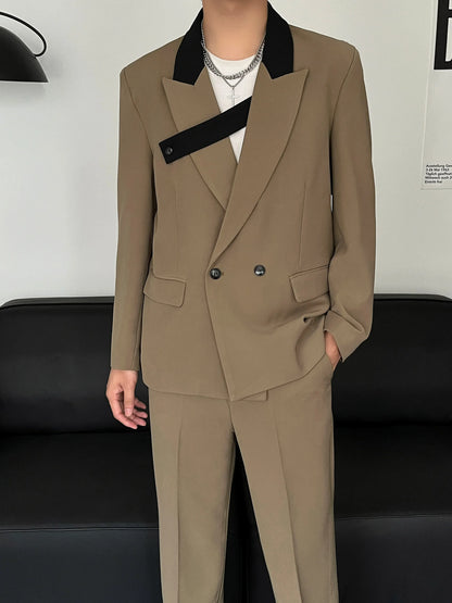 New Designer Men Suit Costume Loose Fit 2-Piece Set Oversized Business Matching Set (Blazer+Pants) Casual Outfits Suit Fashion