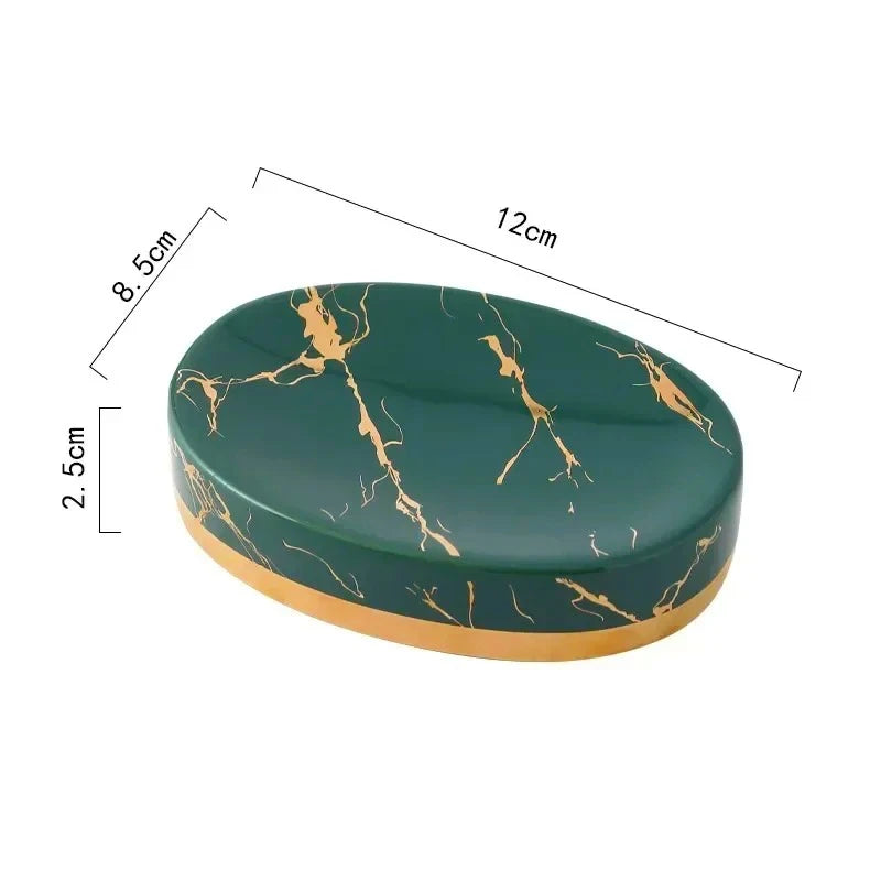Soap Dish, Marble Look Bar Soap Holder Soap Sponge Tray Soap Case Box Saver for Bathroom Shower Kitchen Sink-  Marble Look