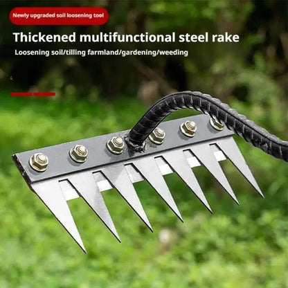 5/6/7/8 Teeth Agricultural Rake Soil Loosening Weeding Tool Manganese Steel Garden Weeding Rake Multi-use Agricultural Straw Hoe