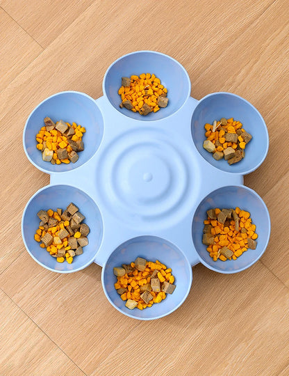 Six-in-one Dog Bowl Puppy Slow feeder Dog Bowl Cat Water Bottle flower-shaped cat Water feeding bowl Healthy Eating plate Pet ac