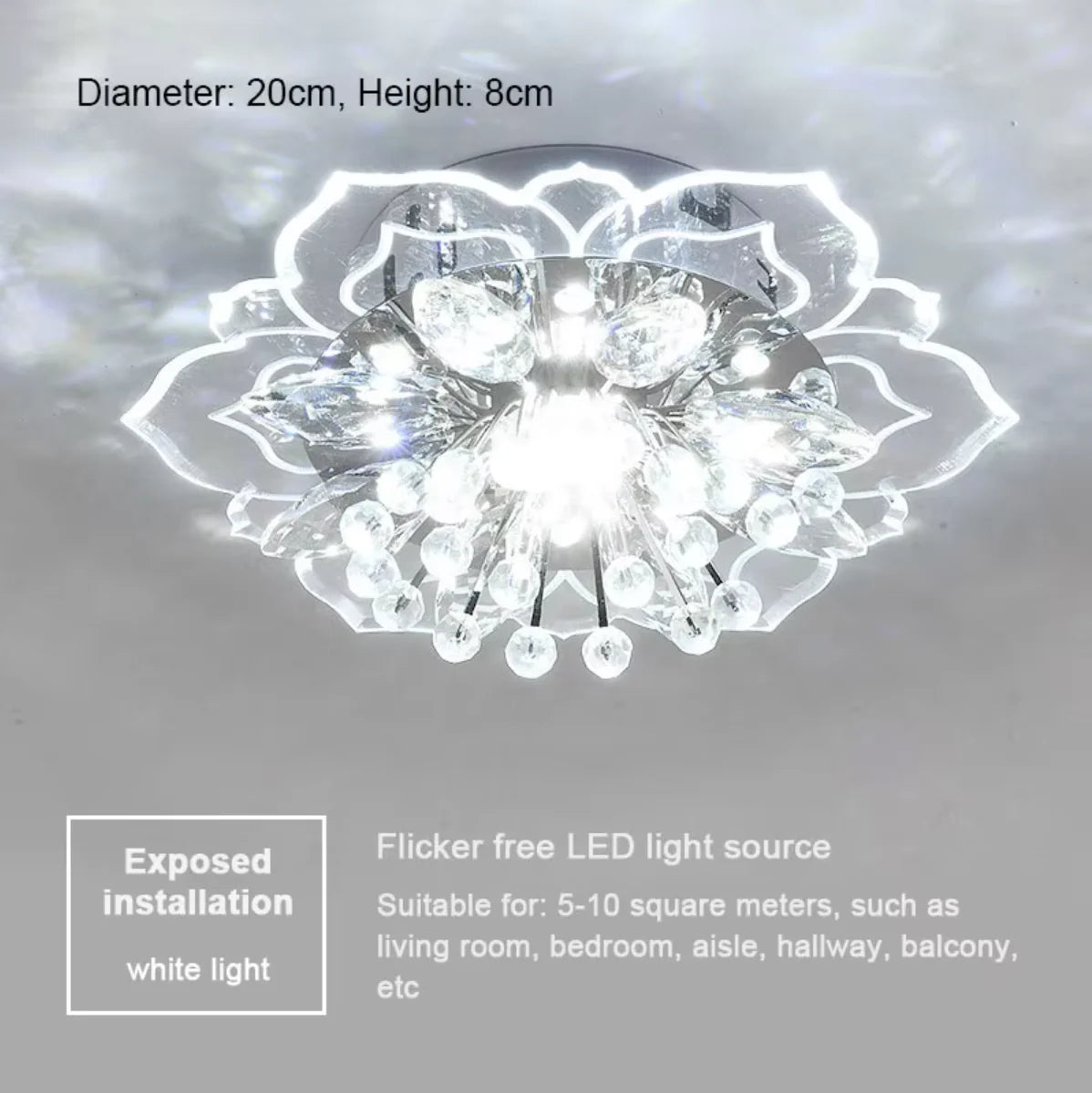 LED Crystal Ceiling Light Modern Flower Shape Ceiling Lamp Hallway Living Room Lamp Bedroom Kitchen Corridors Aisle Light