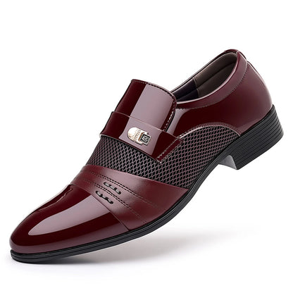 Men's Slip On Business Shoes Glossy Pointed Toe Uniform Modern Office Shoes Gift for Christmas Birthday