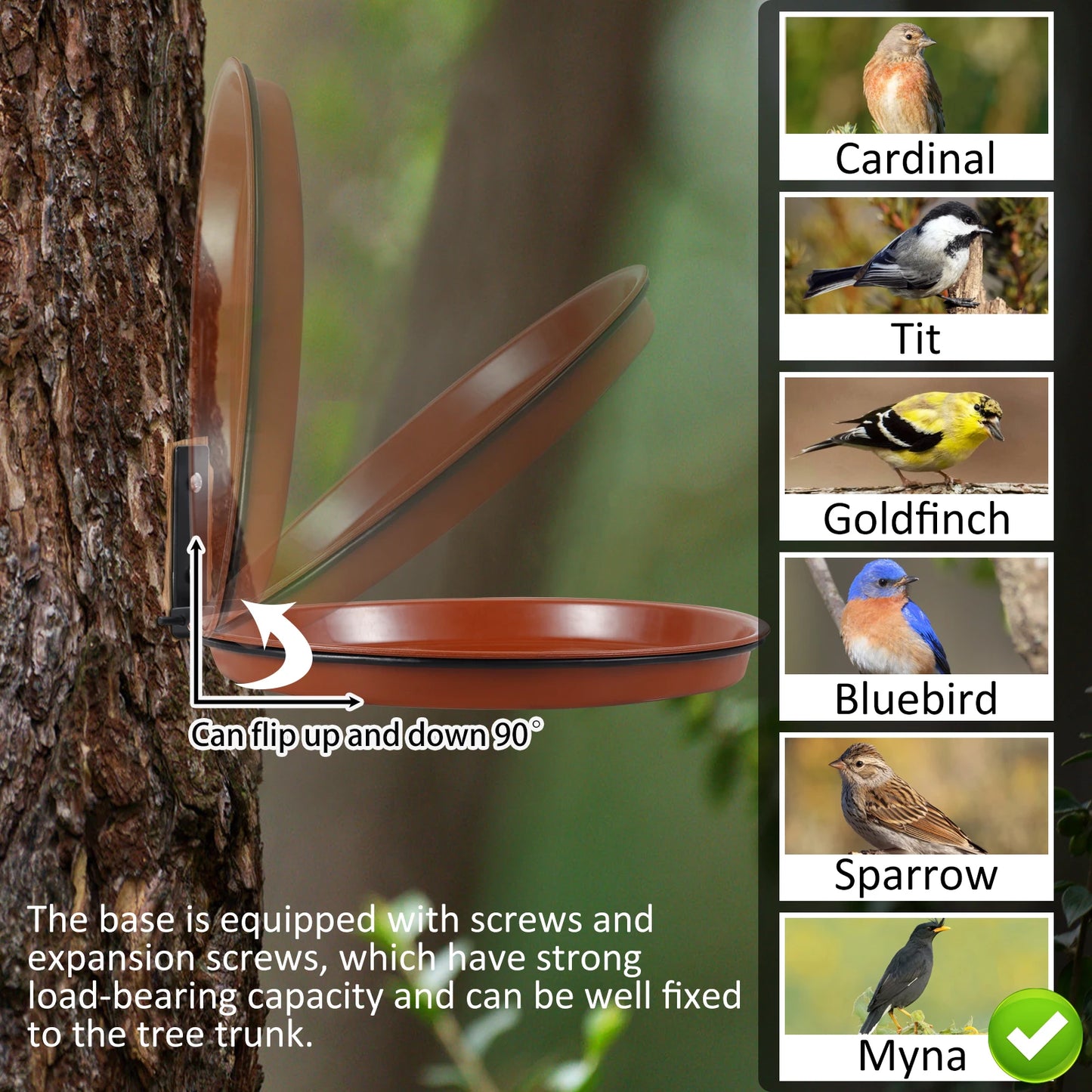 3Pcs Bird Feeding Trays Tree Mounted Bird Feeders Bird Bath Spa Multifunctional Foldable Bird Feeders for Garden Balcony Railing