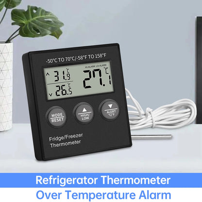 Digital Fridge Thermometer with Temperature Alarm LCD Display Digital Refrigerator Freezer Thermometer