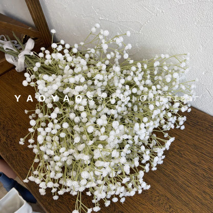 Artificial Plastic Soft Rubber Gypsophila Babys Breath Flower Branches Wedding Bouquet Floral Arrangement Accessories Home Decor