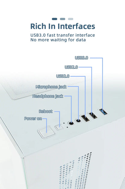 MANMU Hot Selling Gaming Computer MATX Cases pc Tempered Glass Case pc Computer Gaming Matx Computer Case