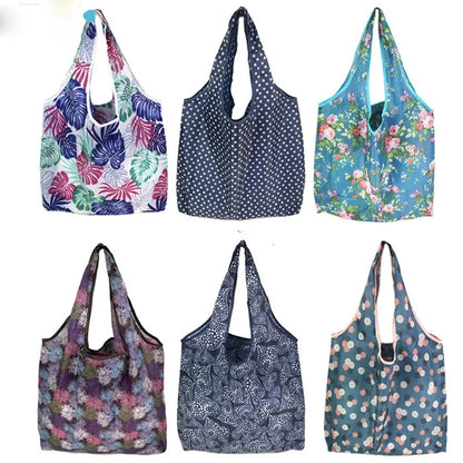 Large Reusable Shopping Bag Women's Foldable Floral Environmentally Friendly Portable Tote Bag Grocery Storage Bag