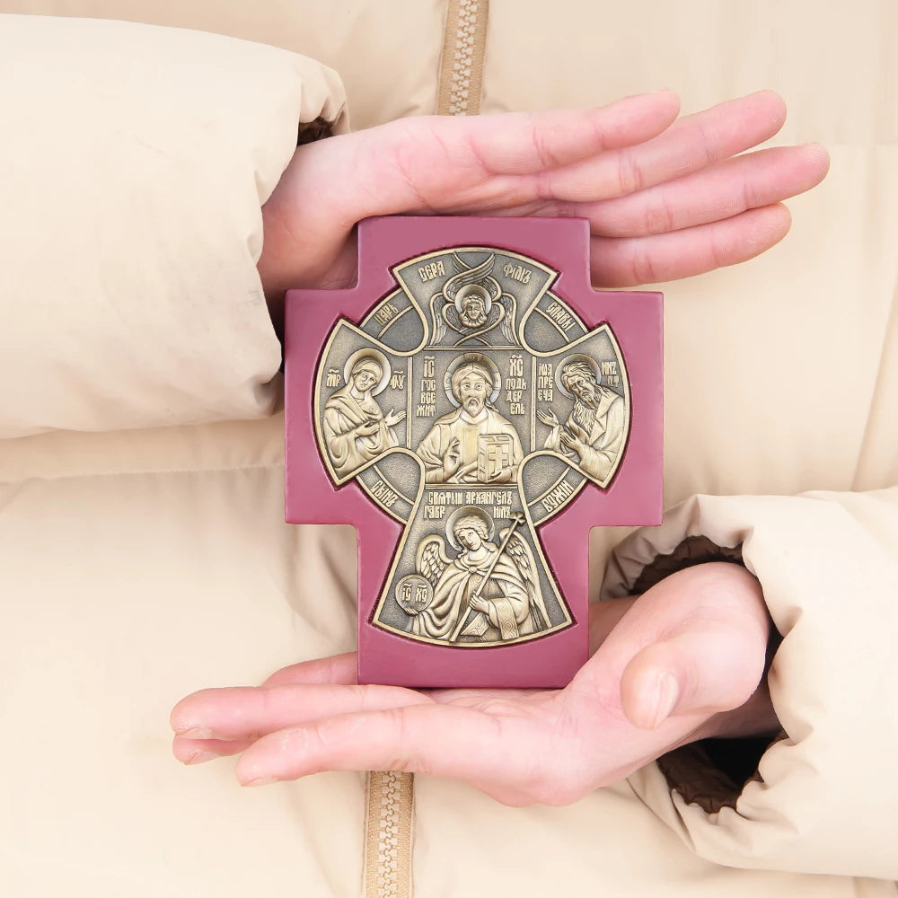 Orthodox Church Icon Metal Jesus Statue Religion Character Image Church Home Wall Hanging Wood Frame Icon