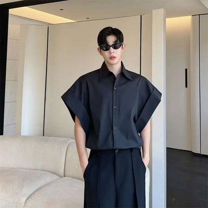 LUZHEN Niche Design Stylish Short Sleeve Shirts Original Fashion Elegant Handsome Korean Clothing Men Casual Blouses Tops LZ4028