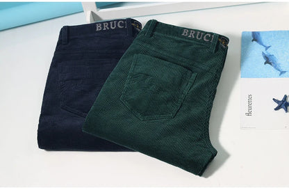 2024 Winter Corduroy Pants for Men Casual Stretch Cotton Straight  Mens Trousers Mid Waist Korean Style  Free Delivery Plus Size